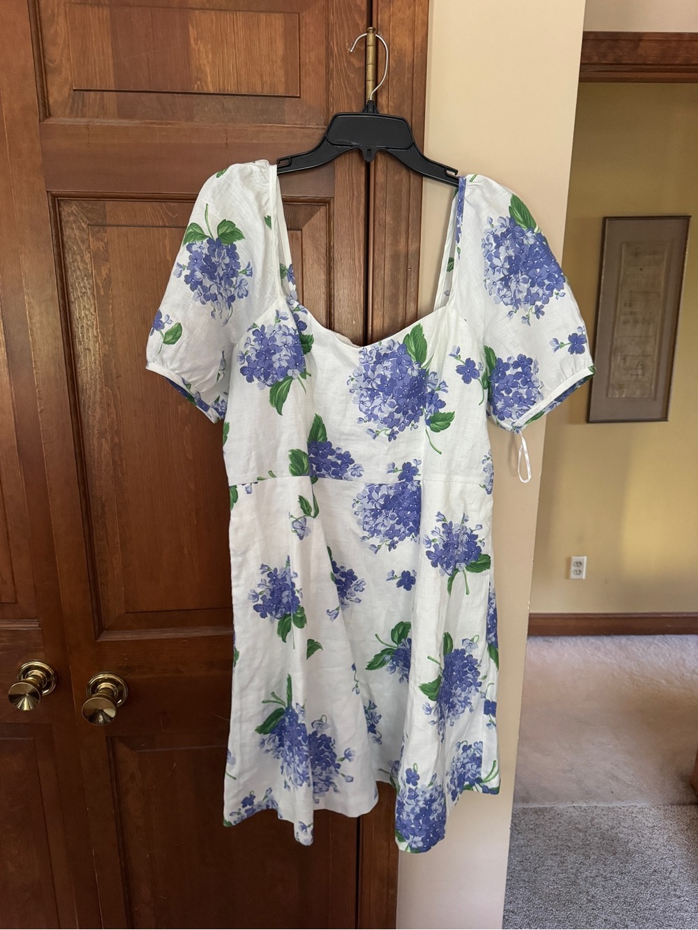 Draper James White Floral Sundress with Blue Hydrangea Print - size 12
